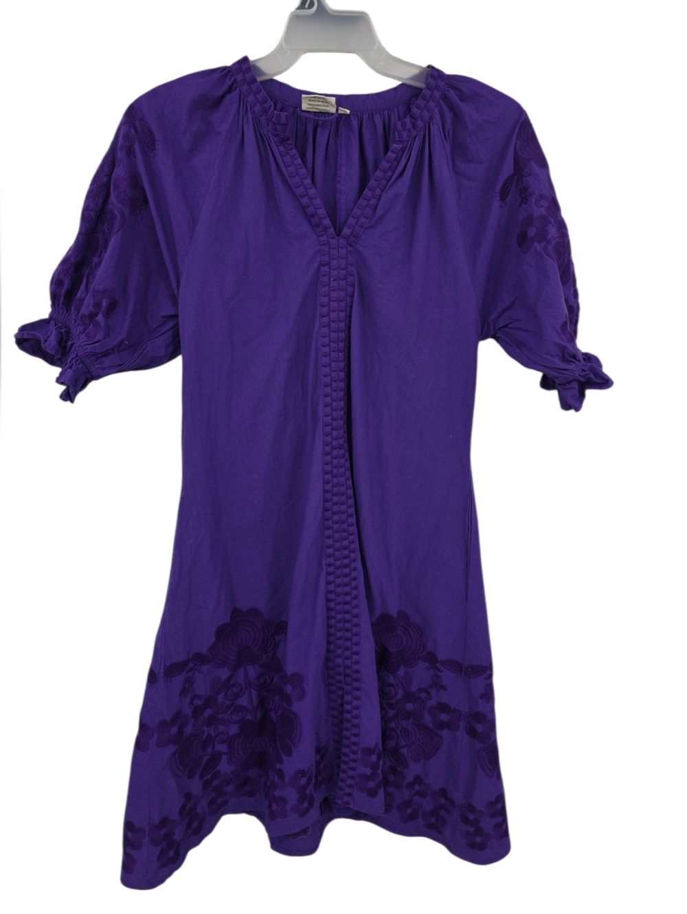 Purple Embroidered Mini Dress